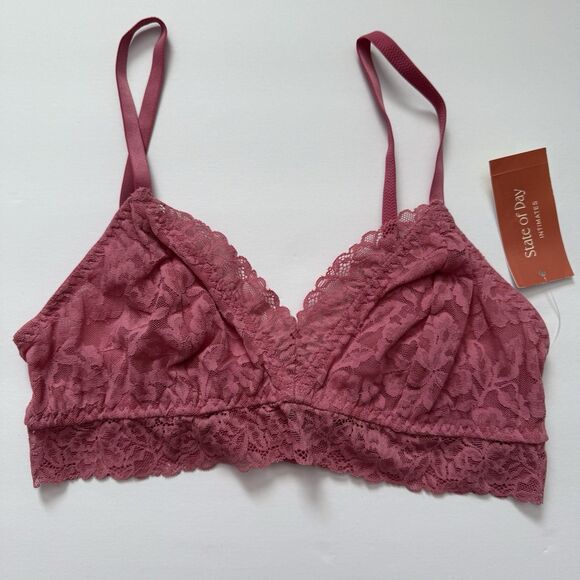 NWT State of Day Lace Retro Bralette 9 Colors Red Black White Green Blue Pink - Picture 7 of 7
